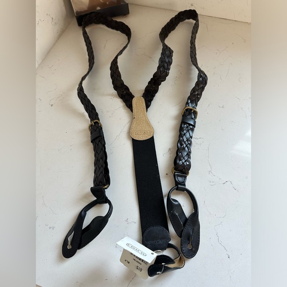 NWT and box Coach leather braided suspenders. - Picture 2 of 9